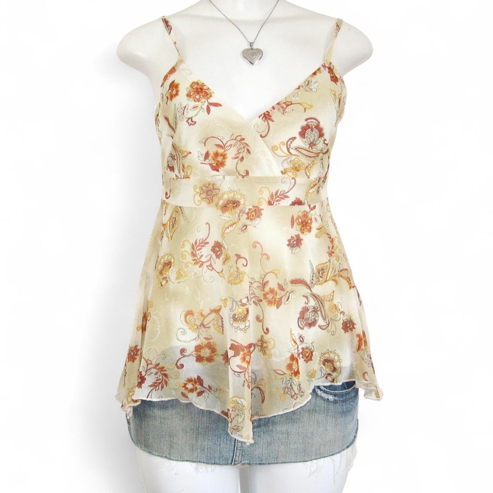 y2k floral babydoll cami top mesh fairycore